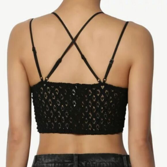ZENANA Black Lace Bralette cropped Top in Black - Picture 6 of 9